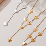 Elegant Long Y-Shaped Heart Tassel Twin Clavicle Chain Plated 18K Real Gold Commuter Essential Necklace