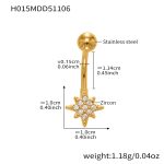 color: H015-Gold Post Length 11.4mm Post Thickness 1.55mm