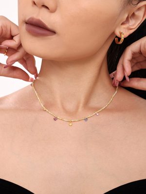 Dopamine Zircon Handmade Natural Stone Beaded Clavicle Necklace Accessories