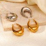 High-Grade Light Luxury Stainless Steel Hollow Earrings Women's Vacuum Vapor Plating 18K Earrings