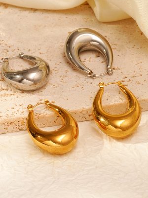 High-Grade Light Luxury Stainless Steel Hollow Earrings Women's Vacuum Vapor Plating 18K Earrings