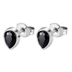 color: Drop Stud Earrings Black Zircon Steel Color