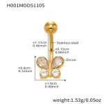 color: H001-Gold Post Length 11.4mm Post Thickness 1.55mm