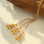 Light Luxury Bear Necklace Stainless Steel 18K Gold Plating Necklace Jewelry Long Accessories Summer