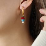 color: F226-Red Natural Stone Earrings