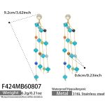 color: F424-Blue Color Natural Crystal Stone Gold Earrings