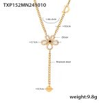 color: TXP152-Gold Flower Set with Stone Necklace