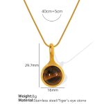 color: XL144 Brown Tiger Eye Gold Necklace