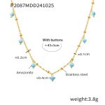 color: P2087-Light Blue Amazonite Fade-proof Necklace