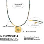 color: M090-Gold Beaded Necklace 90cm