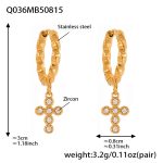 color: Q036-Gold Cross Zircon Earrings