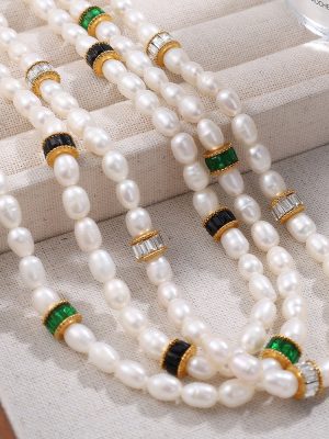 Retro Easy Matching Freshwater Pearl Necklace, Bracelet Set Women's Light Luxury Personality