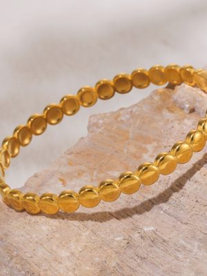 Gold Bean Dot Buckle Bracelet Stainless Steel Electroplated 18K Real Gold Does Not Fade