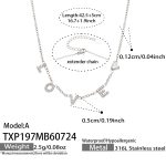 color: TXP197-A Style LOVE Zircon Steel Color Necklace -42.5+5cm
