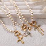 High-Grade Stainless Steel Freshwater Pearl Heart Pendant Bracelet All-Match round Design Necklace