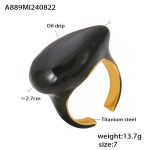 color: A889-Gold Black Enamel Ring / size: US 7