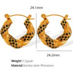 color: EH386 Green Rhinestone Gold Earrings