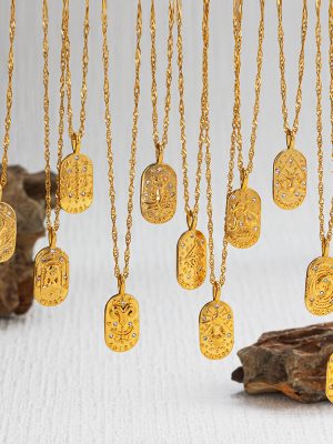 New Twelve Constellation Pendant Ornaments Necklace Accessories Light Luxury Crushed Ice Female Gold