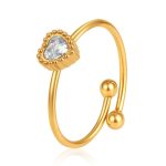 color: Heart Zircon Ring White Zircon / size: Open Adjustable