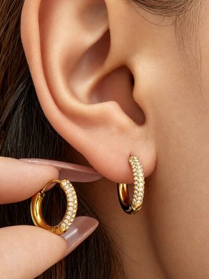 Premium Row Inlaid Zircon Ear Ring PVD Vacuum Plating Light Luxury Earrings Unique Graceful Earrings Women