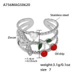 color: A756-Steel Color Cherry Ring / size: US 7