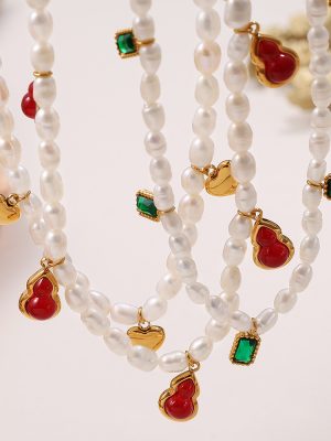 New French Style Freshwater Pearl Necklace Light Luxury Advanced All-Match Non-Fading Stainless Steel Female Accessories