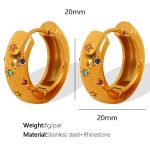 color: EH323 Multicolor Rhinestone Gold Earrings