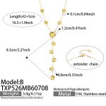 color: TXP526-B Style Round Hammered Gold Necklace -42+5cm
