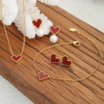 French Light Extravagant Love Heart Natural Shell Elegant Exquisite Stainless Steel 18K Gold Plating Women's Jewelry Set Decorations