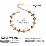 color: TXE617-Red Zircon Gold Bracelet -17.5+5cm