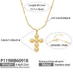 color: P119-White Pearl Cross Gold Necklace -40+5cm