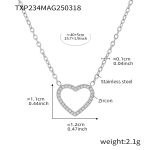 color: TXP234-Steel Color Heart Zircon Necklace 40+5cm