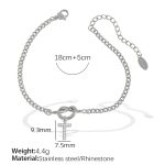 color: SL100 White Rhinestone T Steel Color Bracelet SL100ST