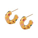 color: F602-Gold Multicolor Zircon Earrings