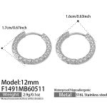 color: F1491-Steel Color Earrings -12mm Inner Diameter