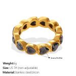 color: JZ171BKG7 Black Zircon Heart Ring