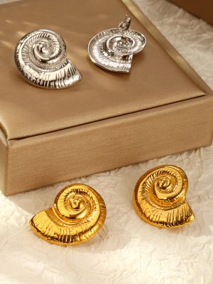 French Ins18k Gold Stainless Steel Conch Irregular Vortex Fireworks Hammer Grain Earrings Earrings Ear Studs