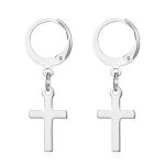 color: French Clasp Hanging Cross Earrings Steel Color MS-405