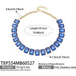 color: TXP554-Blue Glass Stone Necklace -50.5cm