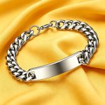Men's Stainless Steel Mixed Chain Bracelet Blank Glossy Curved Cuban Bracelet