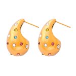 color: F1007-Multicolor Rhinestone Gold Earrings