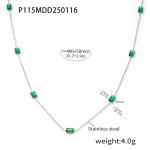 color: P115-Steel Color Emerald Necklace