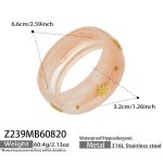 color: Z239-Pink Color Resin Wide Band Gold Bangle