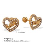 color: EH946WEG White Rhinestone Gold Stud Earrings