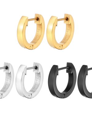 Geometric Stainless Steel round Ear Clip Real Gold Plated 18K Earrings Earrings