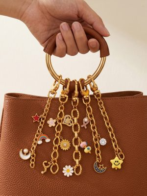 Light Luxury Moon Flower DIY Multi-Element Pendant Bag Chain Stainless Steel 18K Gold Plating Necklace