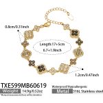 color: TXE599-Black Gray Zircon Gold Bracelet 17+5cm