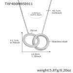 color: TXP400-Steel Color Double Ring Necklace 43+5cm