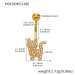 color: H010-Gold Post Length 11.4mm Post Thickness 1.55mm