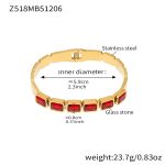 color: Z518-Gold Red Glass Stone Bangle